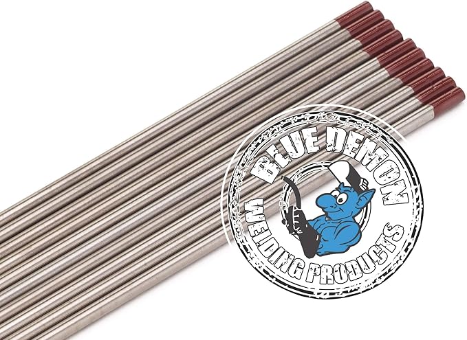 Blue Demon Welding Tungsten Electrodes, 2% Thoriated, RED, EWTh-2, 1/4 in x 7 in 5 pc pack TE2T-14-5T